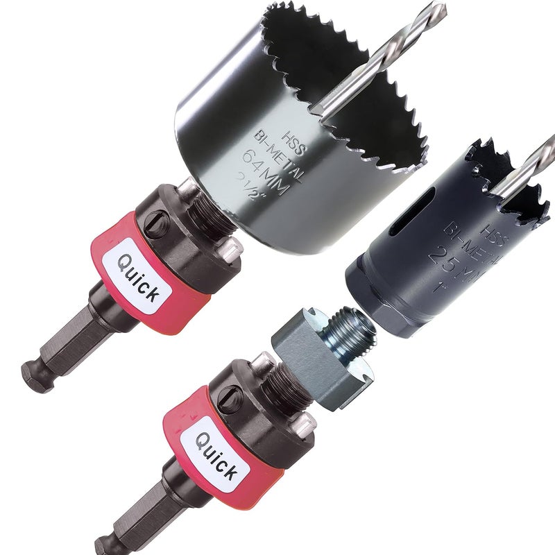 wowsupm Quick Change Mandrel 7/16 Inch Shank New Hole Saw Large Arbor Heavy Duty Fit 9/16 to 10 Inch Hole Cutter with Pilot Drill Bits - Image 5